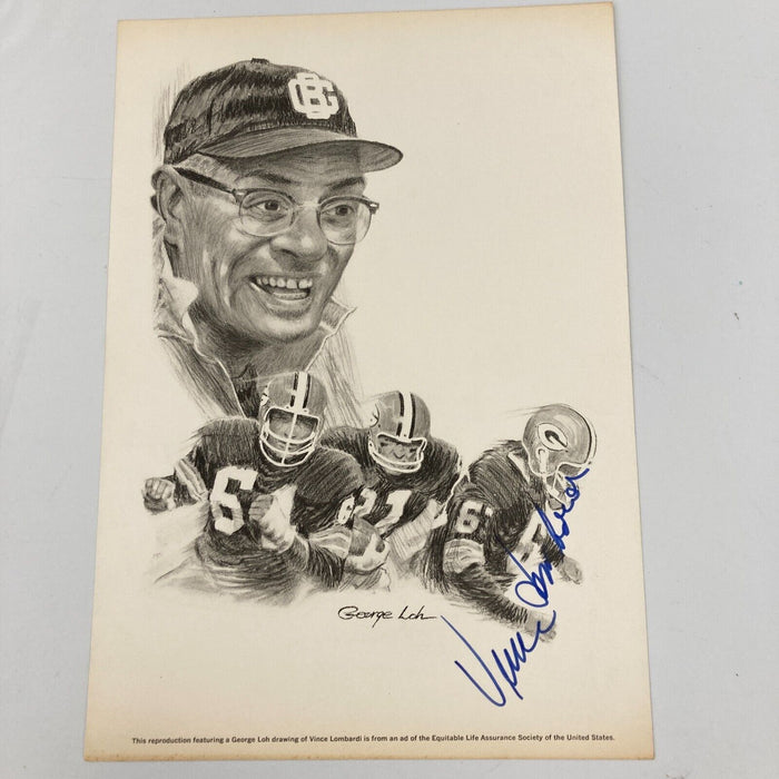 Vince Lombardi Signed 8x10 Photo Beckett COA Green Bay Packers RARE