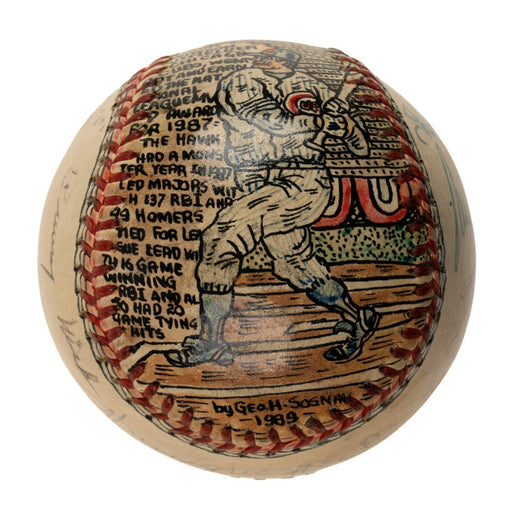 Beautiful Andre Dawson Hand Painted George Sosnak Folk Art Signed Baseball