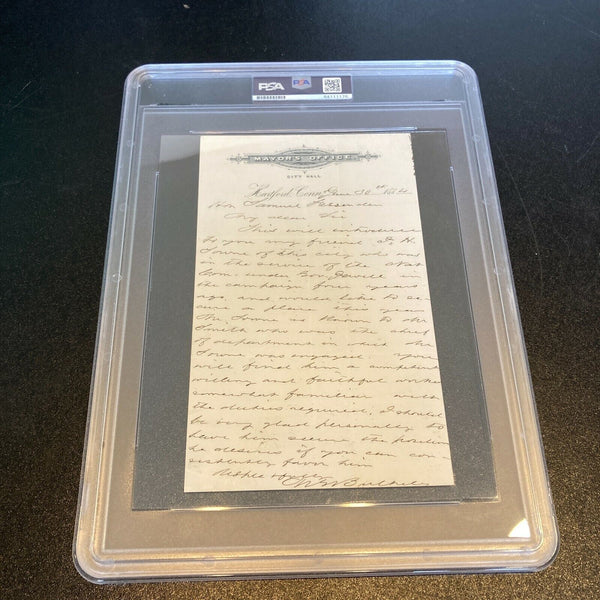 Morgan Bulkeley Twice Signed 1884 Handwritten Letter PSA DNA 8 Hall Of Fame Auto