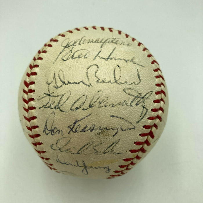 1969 Chicago Cubs Team Signed Baseball Ernie Banks Ron Santo Leo Durocher JSA