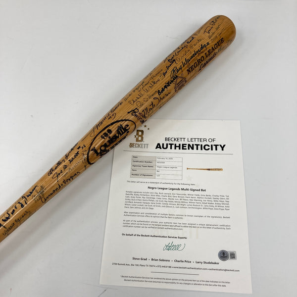 Willie Mays Hank Aaron Negro League Legends Signed Baseball Bat 123 Sigs Beckett