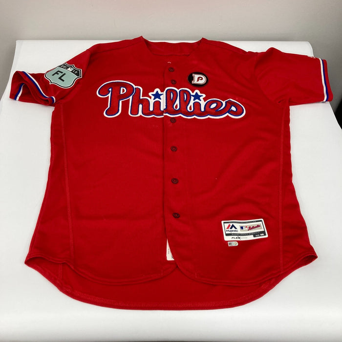 Juan Samuel Game Used 2017 Philadelphia Phillies Majestic Jersey MLB Authentic