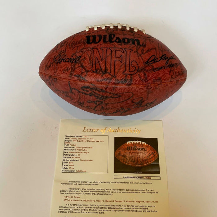 1986 New York Giants Super Bowl Champs Team Signed Wilson NFL Football JSA COA