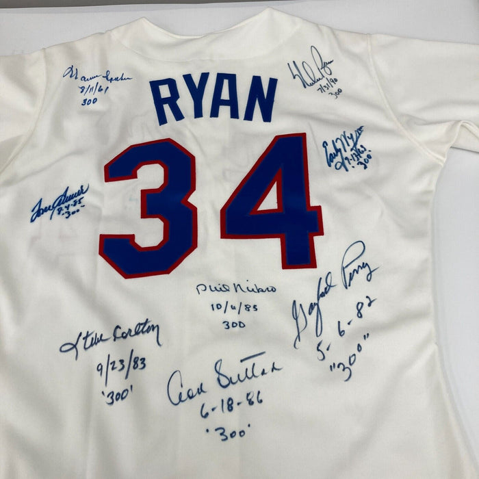 Beautiful 300 Win Club Multi Signed Jersey With Inscriptions Nolan Ryan JSA COA