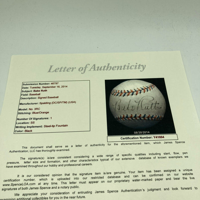 Stunning Babe Ruth Single Signed Baseball PSA DNA Graded 8 Near Mint