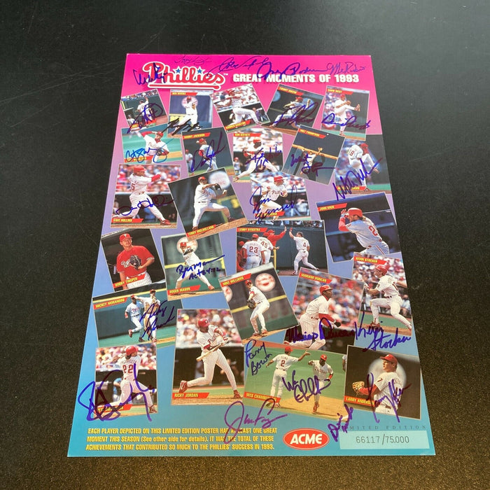 1993 Philadelphia Phillies NL Champs Team Signed Large 11x17 Poster 26 Sigs