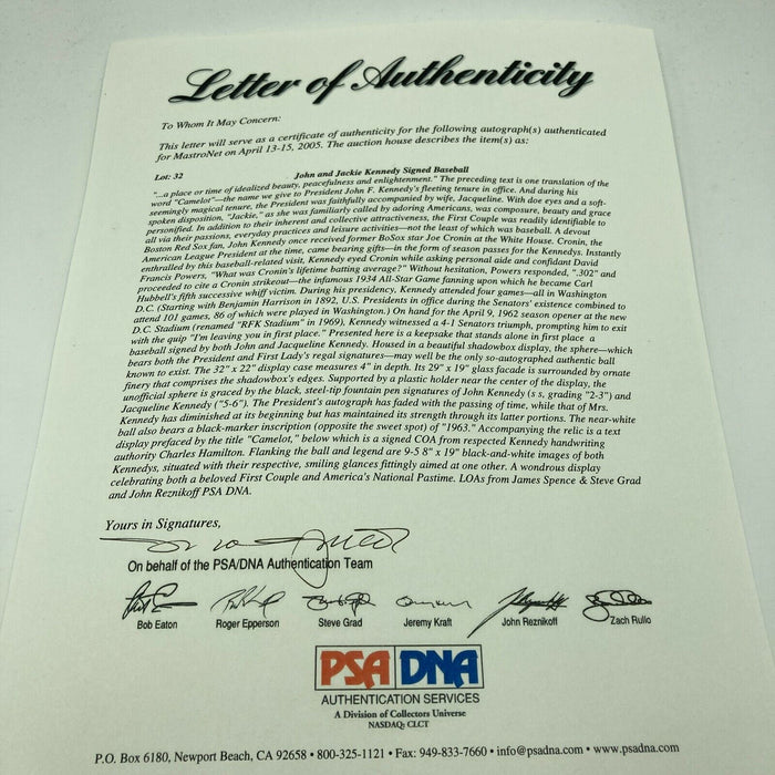 President John F. Kennedy & Jackie Kennedy Signed Baseball JFK PSA DNA & JSA COA