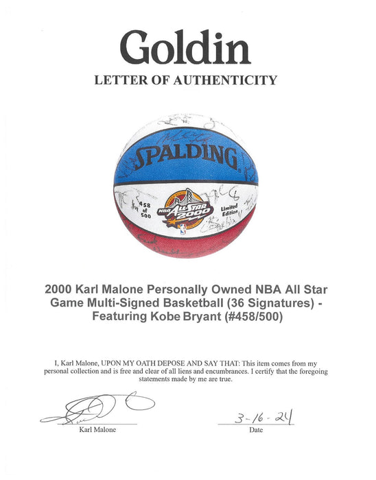 Kobe Bryant 2000 NBA All Star Team Signed Basketball 36 Sigs Beckett COA