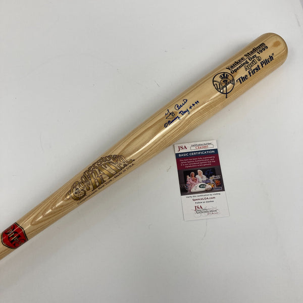 Yogi Berra Signed Inscribed 1999 Opening Day First Pitch Baseball Bat JSA COA