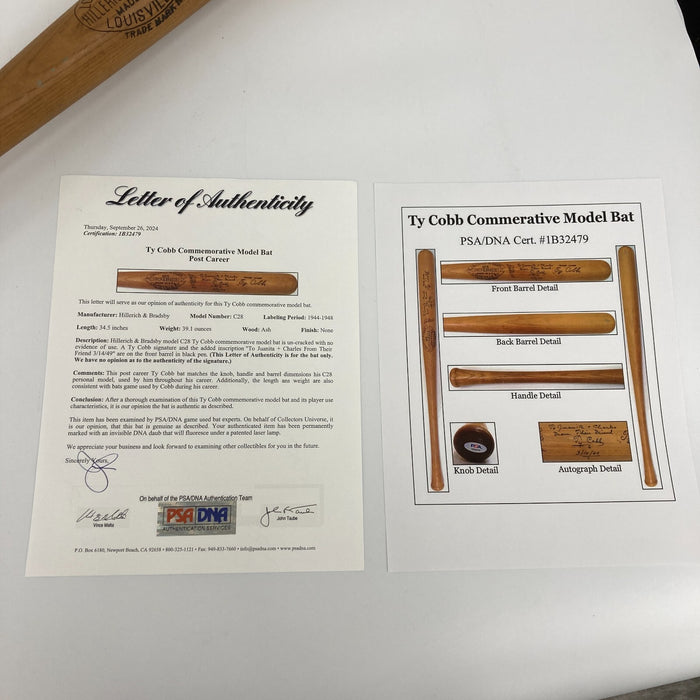 The Finest Ty Cobb Signed Baseball Bat Graded 10 GEM MINT From Babe Ruth PSA DNA