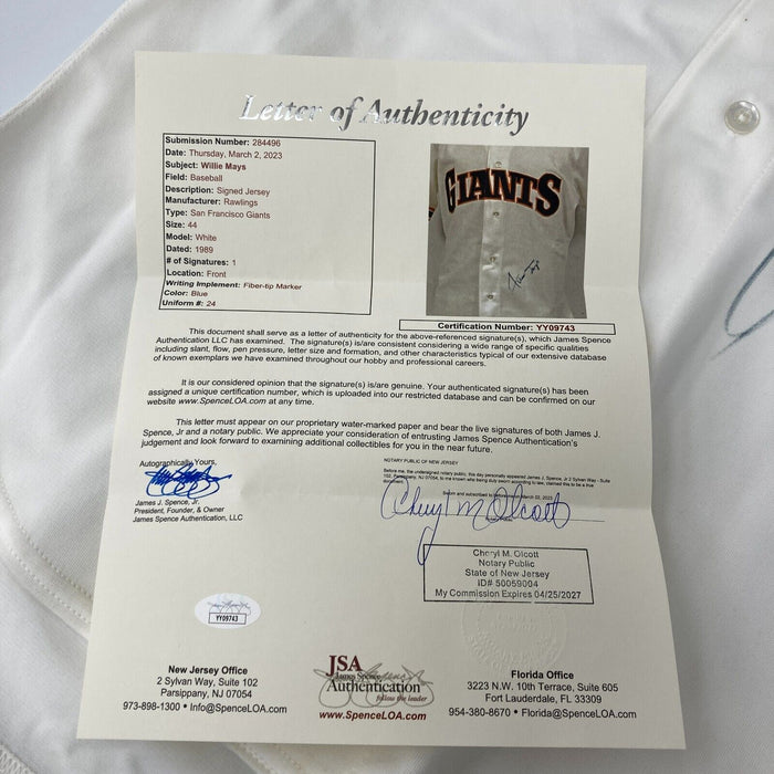 Willie Mays Signed San Francisco Giants 1989 Game Model Jersey JSA COA