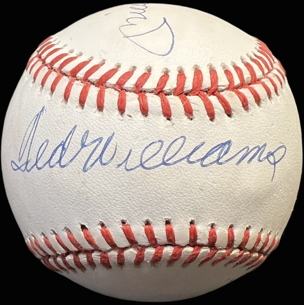 Mickey Mantle Joe Dimaggio Ted Williams Signed Baseball PSA DNA 8.5 MINT