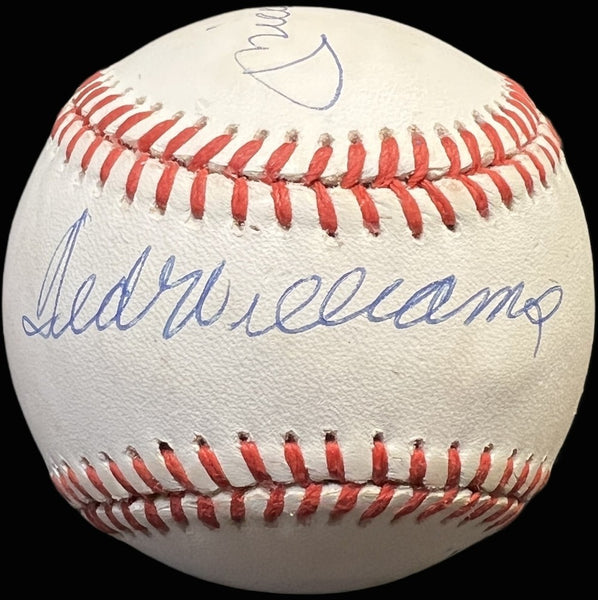 Mickey Mantle Joe Dimaggio Ted Williams Signed Baseball PSA DNA 8.5 MINT