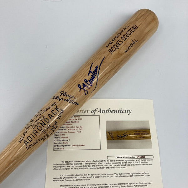 Jacques Cousteau Signed Game Model Baseball Bat Celebrity Auto JSA COA