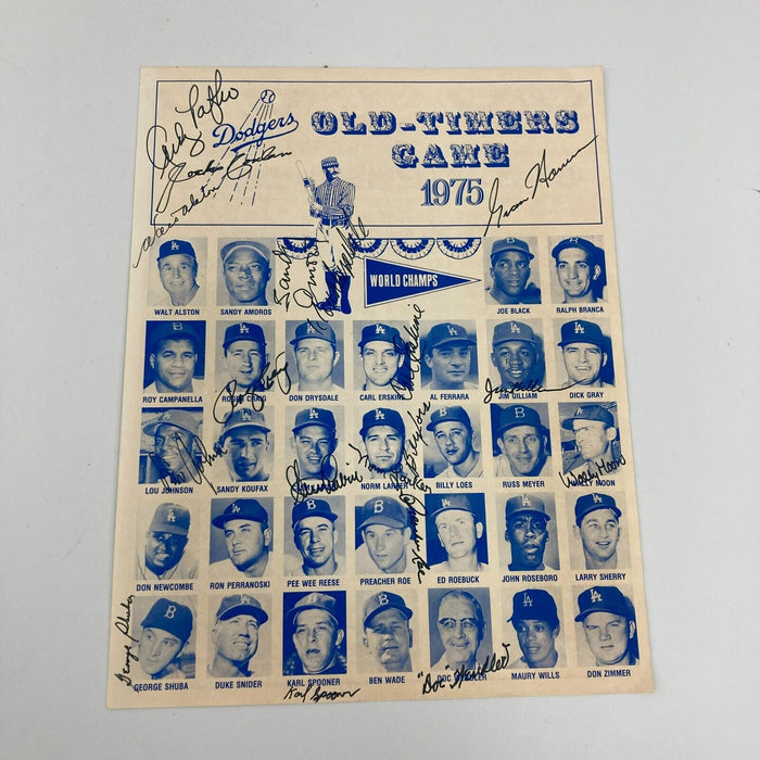 1975 Dodgers Old-Timers Day Signed Program 31 Sigs Don Drysdale Duke Snider