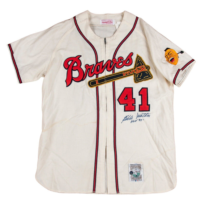 Eddie Mathews "HOF 1978" Signed Authentic Milwaukee Braves Jersey Beckett