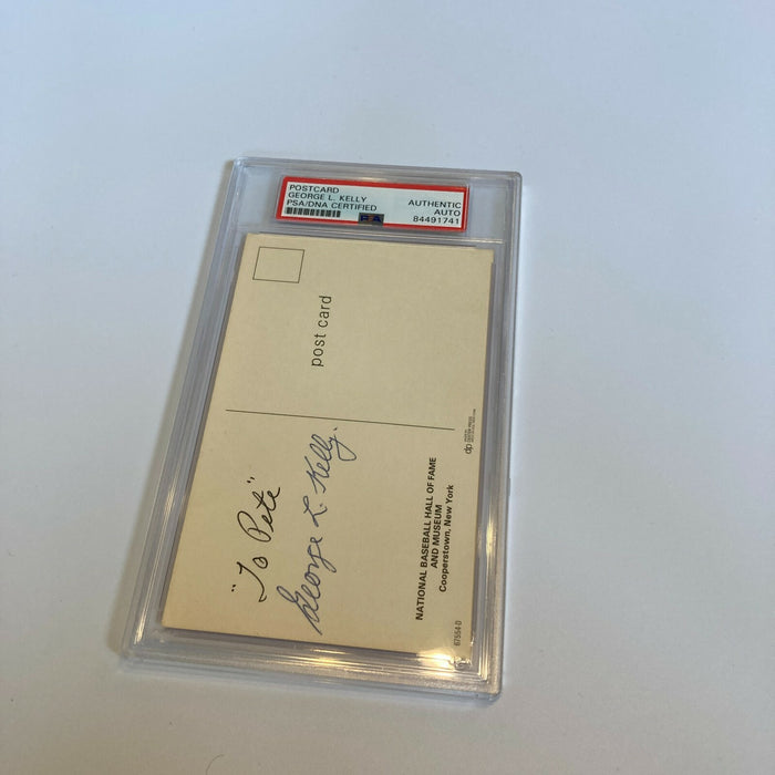 George Kelly Signed Autographed Hall Of Fame Plaque Postcard Photo PSA DNA