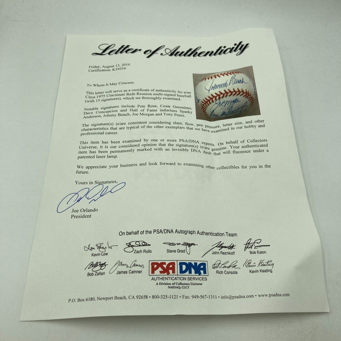 1975 Cincinnati Reds World Series Champs Team Signed Baseball PSA DNA