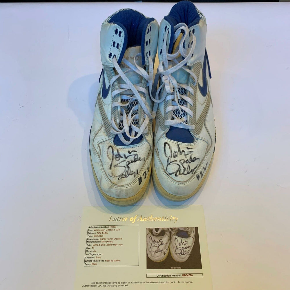 John Salley Signed Game Used Shoes From The 1990 Finals Detroit Pistons JSA COA