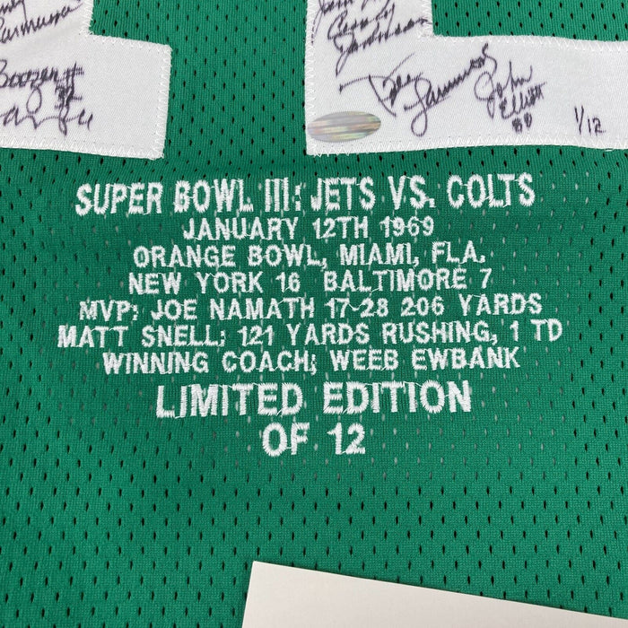 1969 New York Jets Super Bowl Champs Team Signed Jersey Joe Namath JSA COA