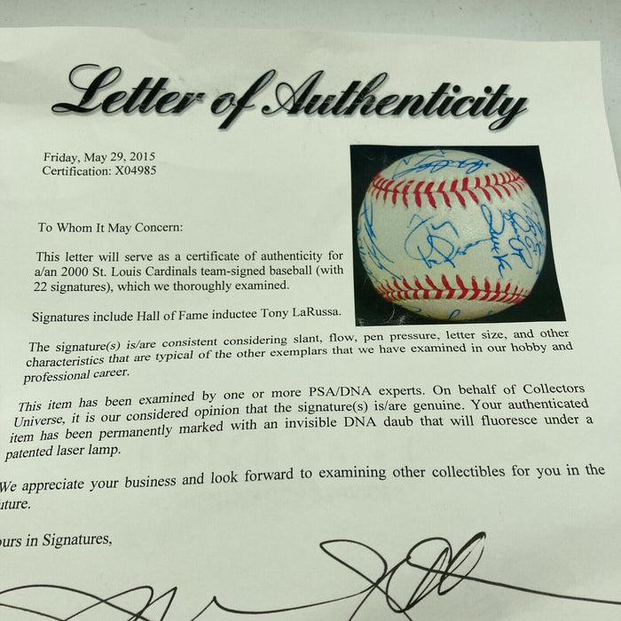 2000 St. Louis Cardinals Team Signed Baseball 22 Sigs Mark McGwire PSA DNA COA
