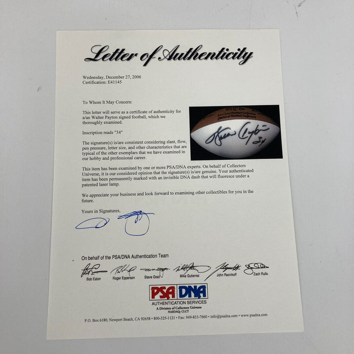 Walter Payton Signed Wilson Official NFL Football PSA DNA COA