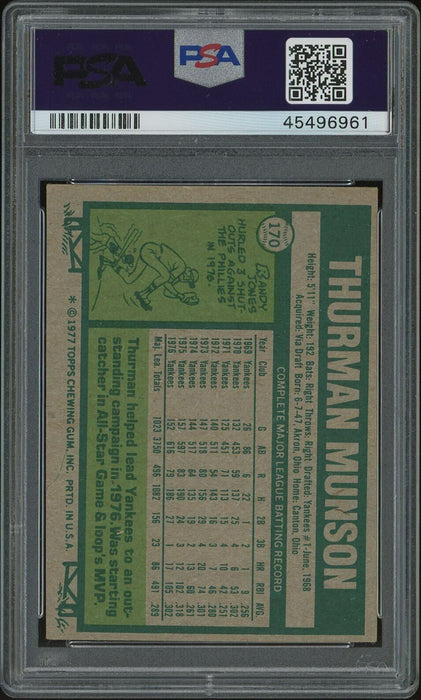 1977 Topps Thurman Munson Signed Card PSA DNA Mint 9 The Only One Known 1/1