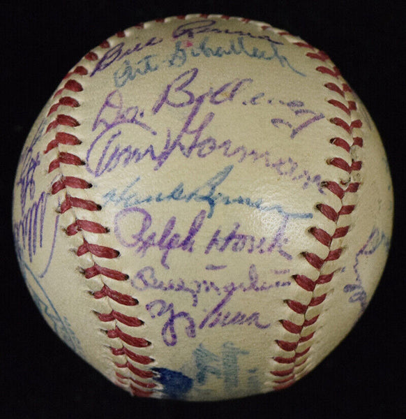 Rare 1953 New York Yankees Team Signed Mini American League Harridge Baseball