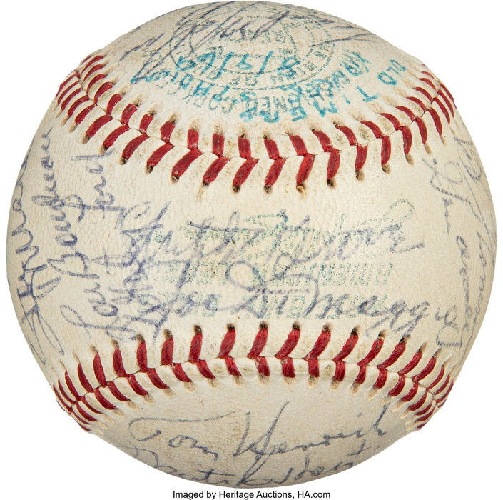 Mickey Mantle & Joe Dimaggio 1969 Old Timers Game HOF Signed Baseball PSA DNA