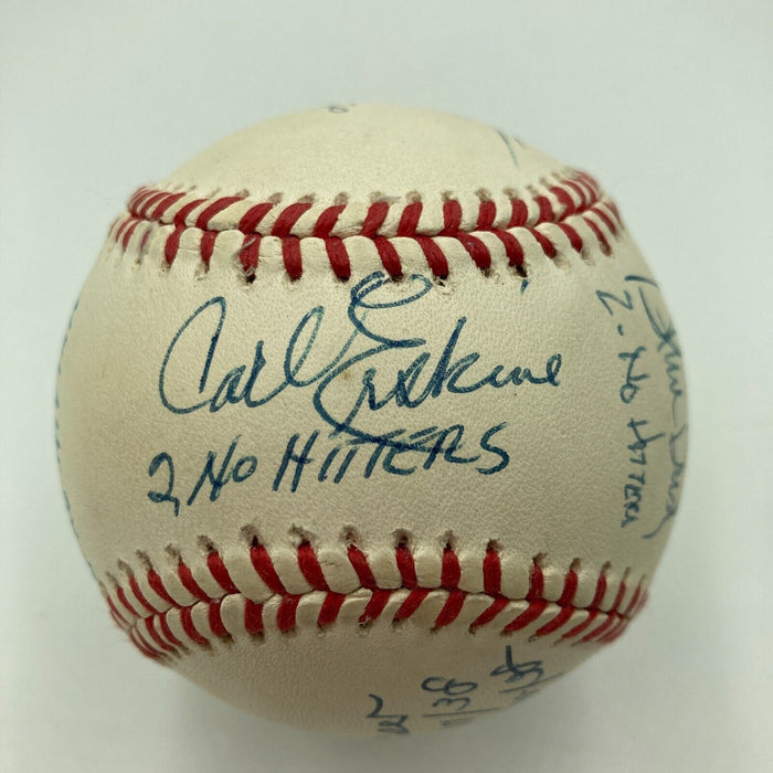 Pitchers Who Threw 2 No Hitters Signed Baseball Spahn Vandermeer PSA DNA MINT 9