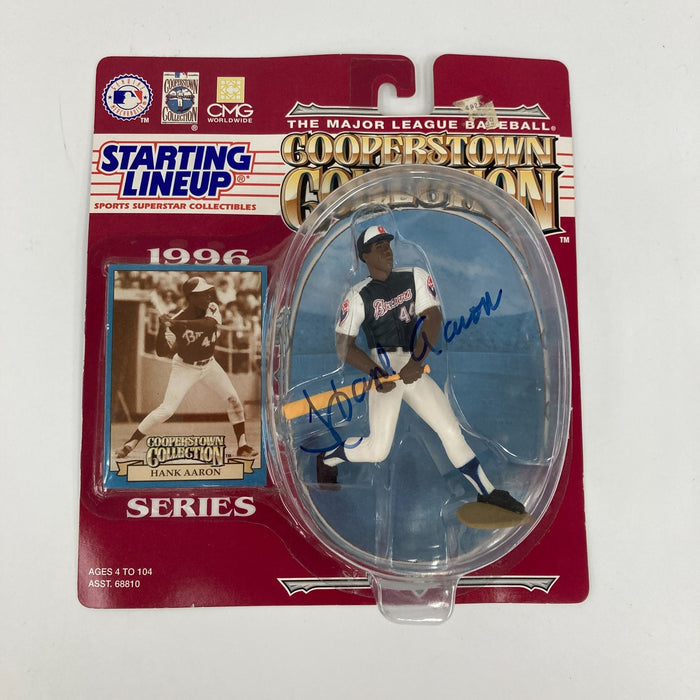 Hank Aaron Signed 1996 SLU Starting Lineup Cooperstown Collection JSA COA