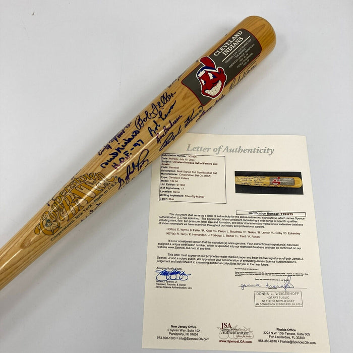 Beautiful Cleveland Indians Legends Multi Signed Cooperstown Baseball Bat JSA