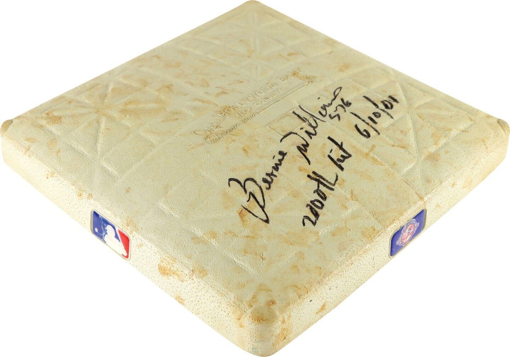 Bernie Williams Signed 2,000th Hit Game Used Base Steiner COA