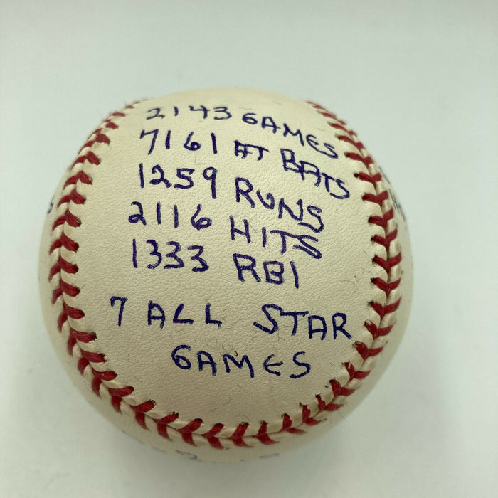 Duke Snider Signed Heavily Inscribed Career STAT Baseball With JSA COA