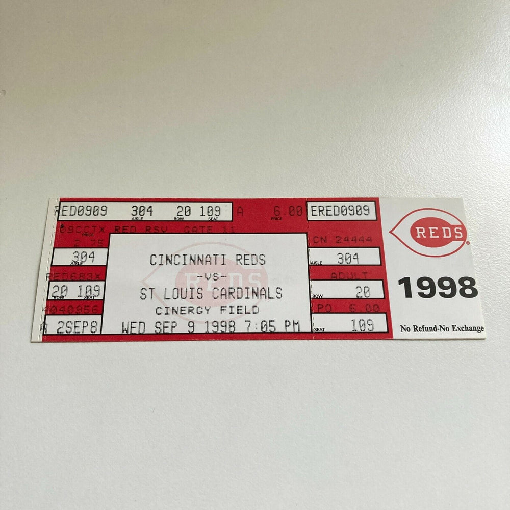 J.D. Drew First MLB Hit & First Home Run Original Ticket Sep. 9, 1998