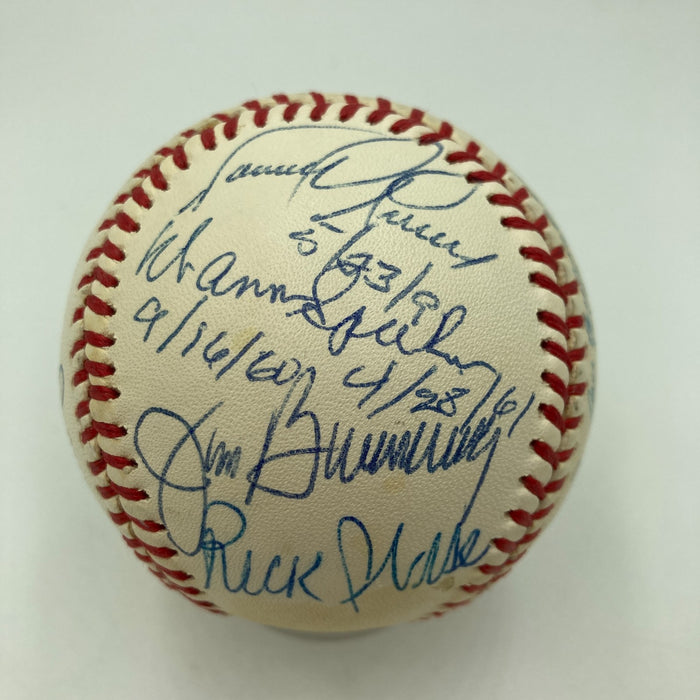 Beautiful No Hitter Pitchers Multi Signed Baseball 12 Sigs With Inscriptions JSA