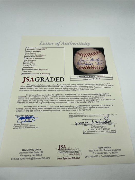 Tom Seaver Signed Heavily Inscribed Baseball JSA COA Graded MINT 9