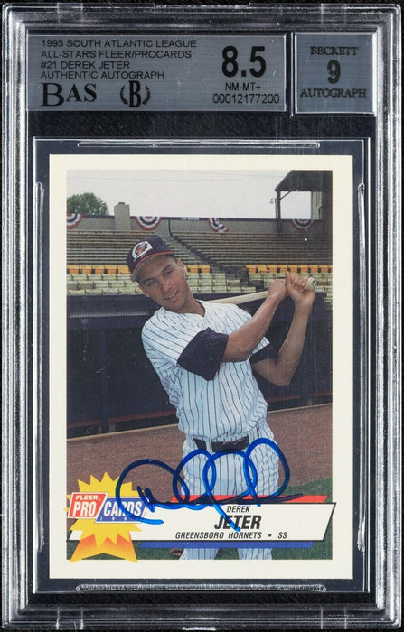 Derek Jeter Signed 1993 Fleer Procards All-Stars RC Rookie BGS 8.5 AUTO 9