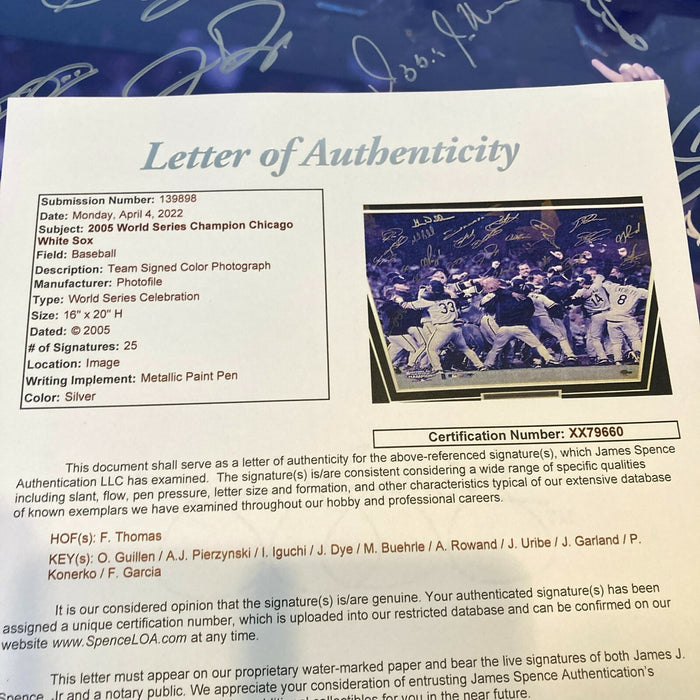 2005 Chicago White Sox World Series Champs Team Signed 16x20 Framed Photo JSA