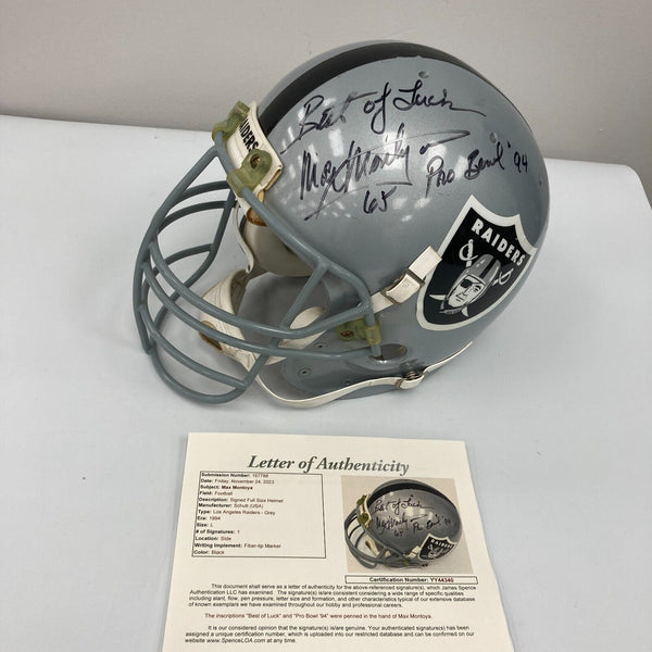 Max Montoya 1994 Pro Bowl Signed Game Used Los Angeles Raiders Helmet JSA COA