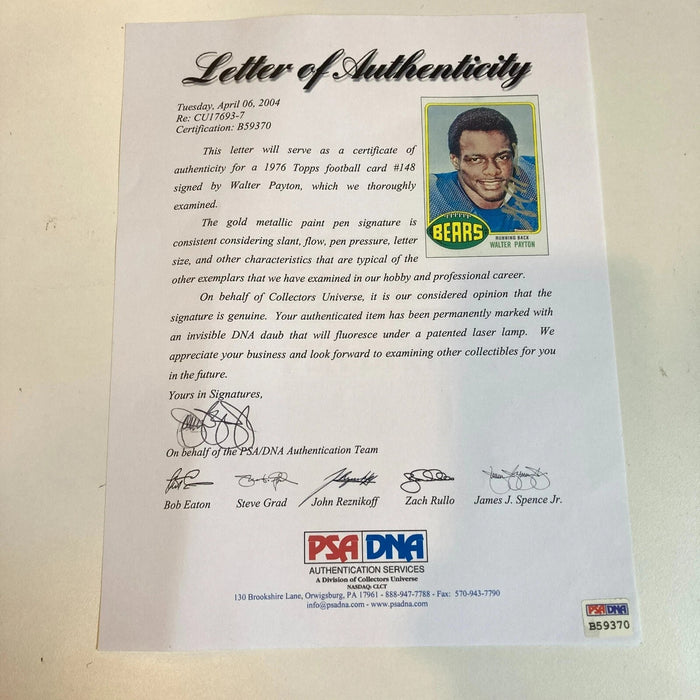 Topps Walter Payton Signed RC Rookie Football Card PSA DNA COA