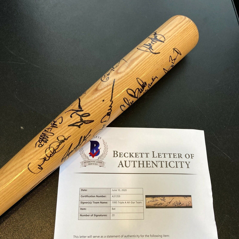 Derek Jeter Pre Rookie 1995 All Star Game Team Signed Baseball Bat Beckett COA