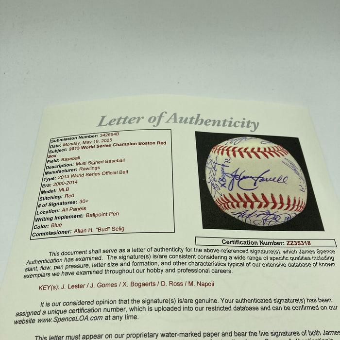 2013 Boston Red Sox World Series Champs Team Signed W.S. Baseball JSA COA