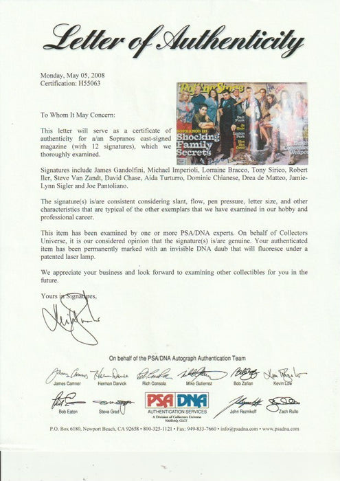 The Sopranos Cast Signed Rolling Stone Magazine 12 Signature PSA DNA COA