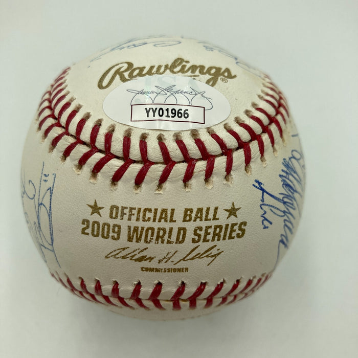 2009 New York Yankees Team Signed World Series Baseball Derek Jeter JSA COA