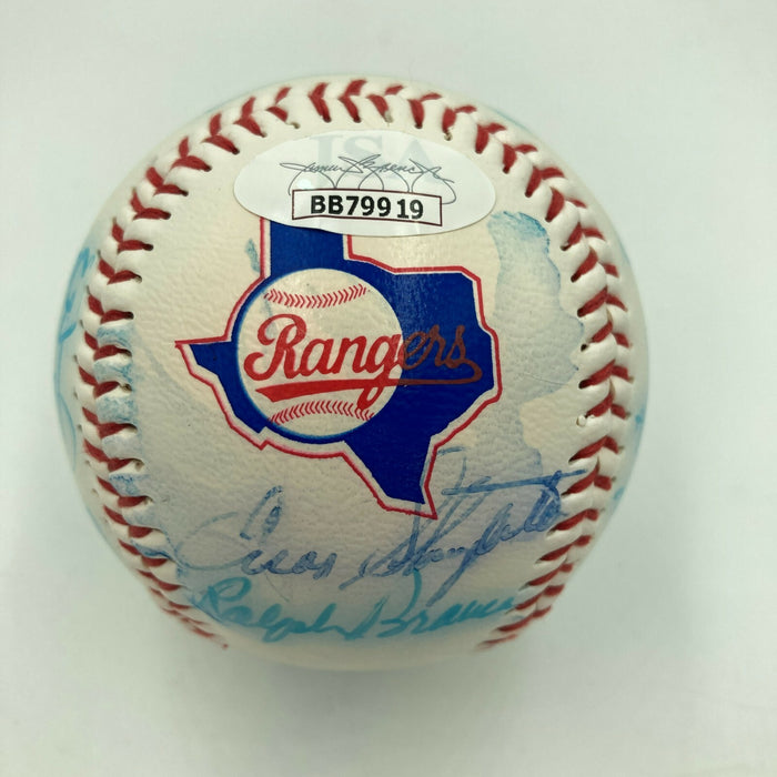Willie Mays Leo Durocher 1987 Old Timer's Day HOF Multi Signed Baseball JSA COA