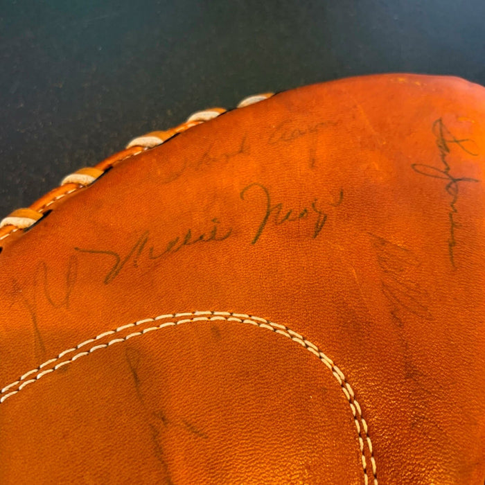 Rare 1956 All Star Game Signed Glove Willie Mays Hank Aaron Ernie Banks JSA COA