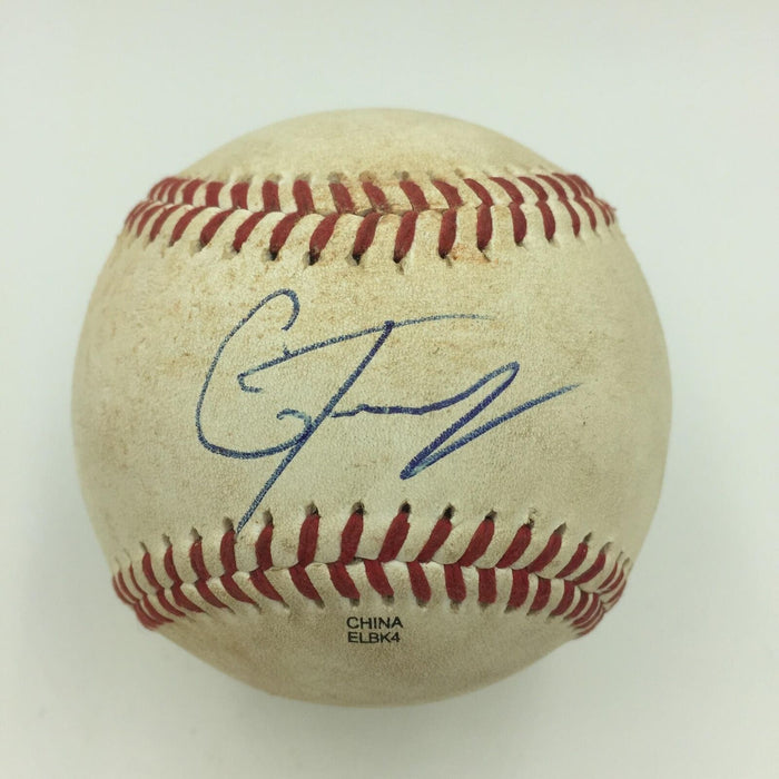 Gleyber Torres Pre Rookie Signed Game Used Minor League Baseball Yankees JSA