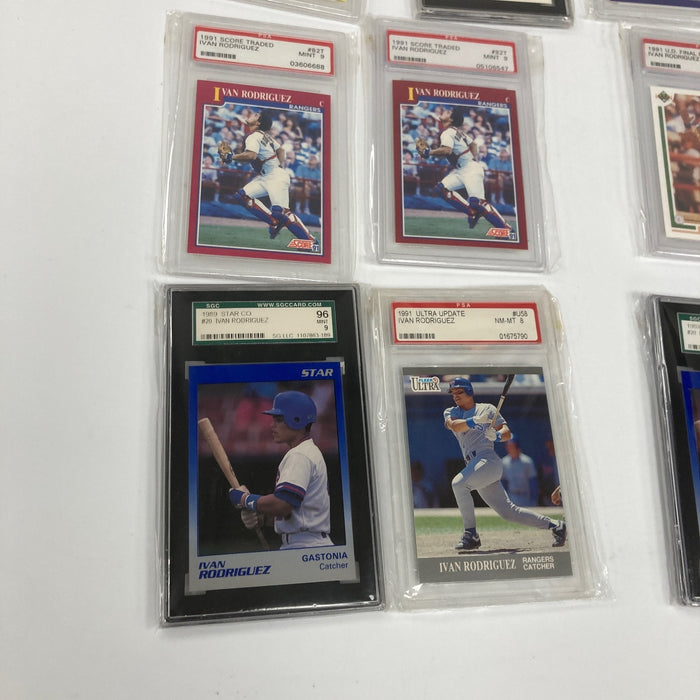 Lot Of (15) 1990 & 1991 Ivan Rodriguez Rookie PSA Graded Baseball Cards Topps...