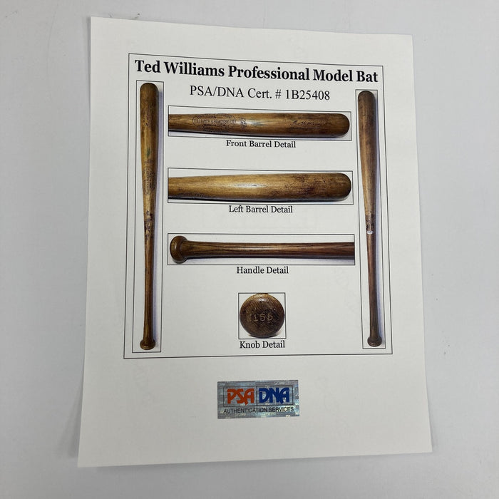 The Finest 1948 Ted Williams Game Used Louisville Slugger Bat PSA DNA 9.5